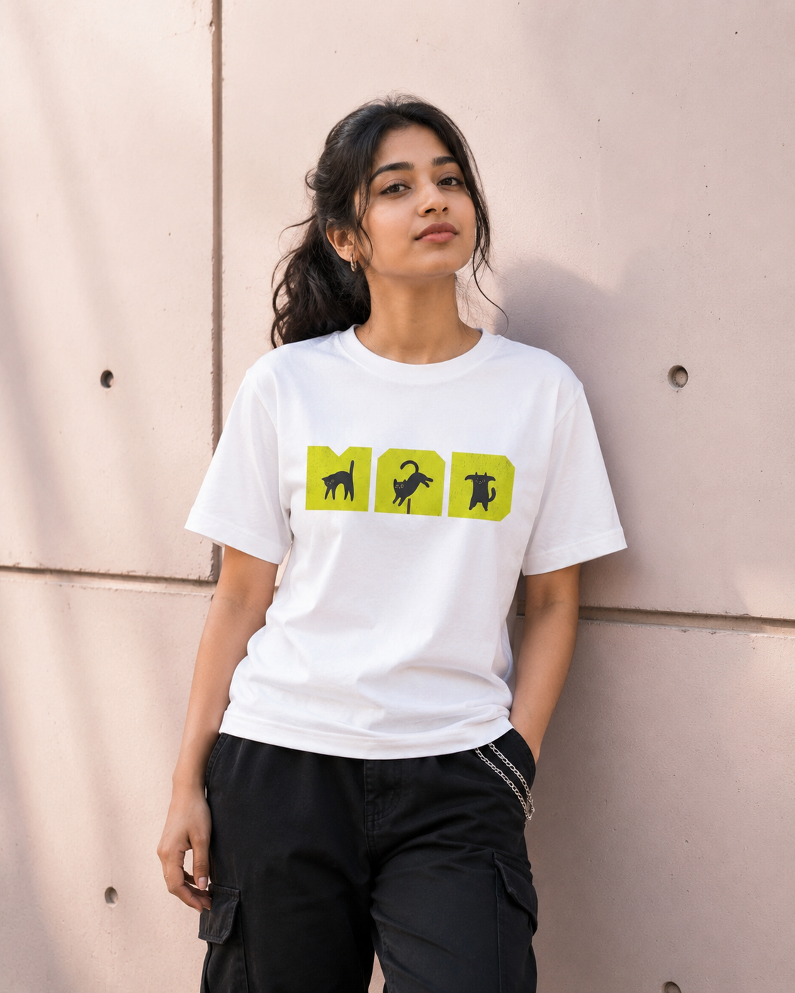 MAD Oversized Cat Print Tee